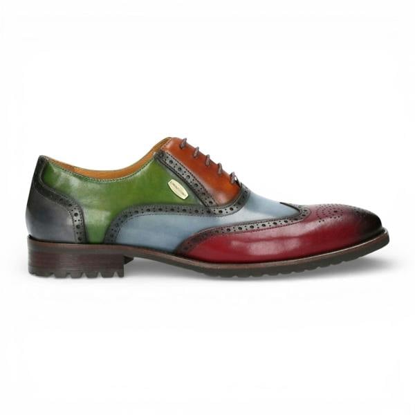 Laura Vita Lorenzo Conti Men's Black Burgundy Leather Brogue Oxford DressShoes - Antonin 01
