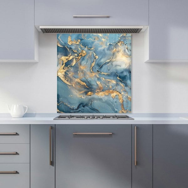 Warren Reed - Designer Azure And Gold Marble Effect Kitchen Splashback