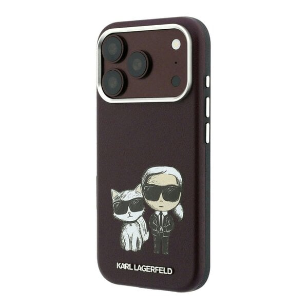 Karl Lagerfeld Smooth Karl & Choupette Bodies Sketch Case with MagSafe for iPhone 17/18 Pro Max 6.9" Burgundy - KLHMP18X6PWKCIDR