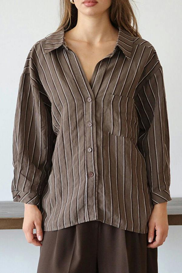 WOVCOR Striped Oversize Textured Shirt