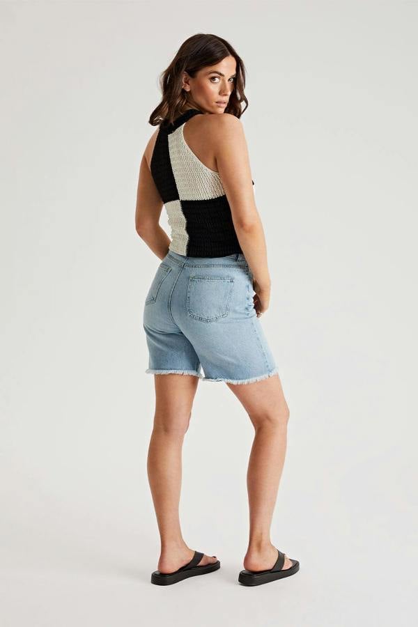 Urban Bliss Checker Racer Knit Vest