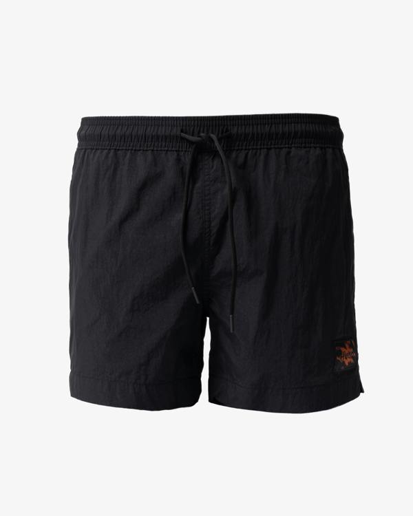 front of HUGO Dominica Mens Quick-Drying Swim Shorts In Recycled Material With Logo in Black 004
