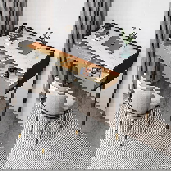 Bodden Office Desk, Sintered Stone-Weilai Concept-Grey Drawers NO Chair-100 x 50cm-Weilai Concept