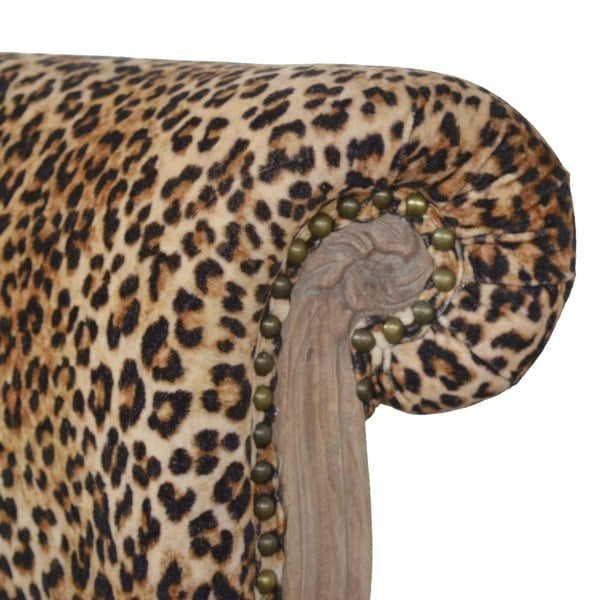 Artisan Furniture Solid Wood Leopard Print Studded Chair