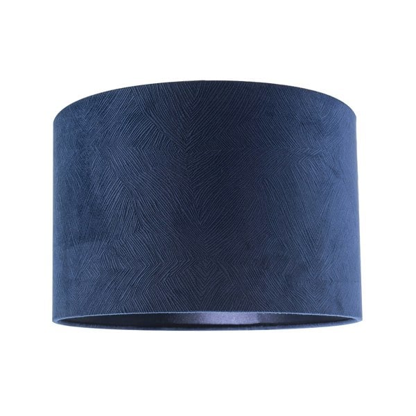 Contemporary Thin Lined Midnight Blue Velvet Fabric Round Lamp Shade Image 1