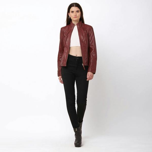 Women’s Plum Leather Jacket Reilly 6156 -6