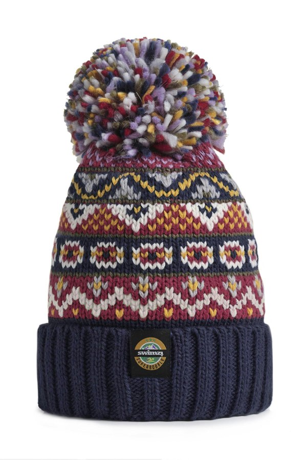 SuperBobble Fairisle Beanie Bobble Hat - Midnight Blue