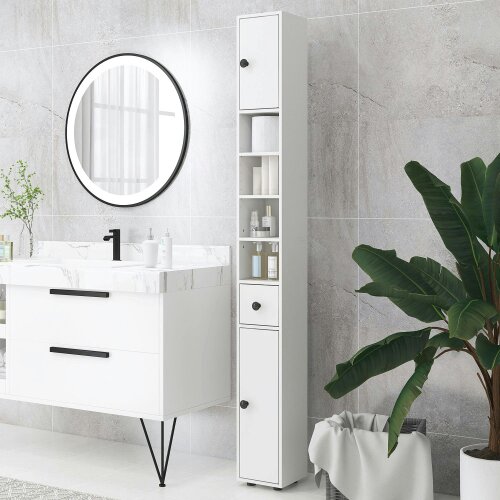 Wyld Haus Lakeva Extra Tall Slim Bathroom Storage Cabinet With Multi Layer Internal Compartments White