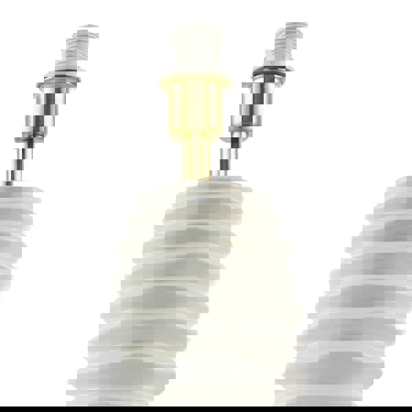 Modern Off-White Gloss Ceramic Table Lamp Base with Rippled Grooves Image 3