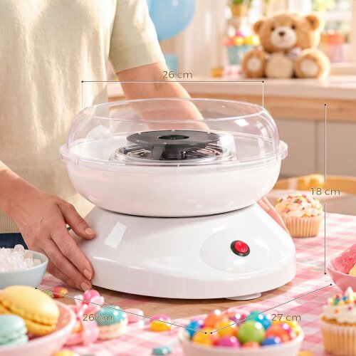 HOMCOM Quick Candy Floss Maker with 10 Bamboo Sticks, White