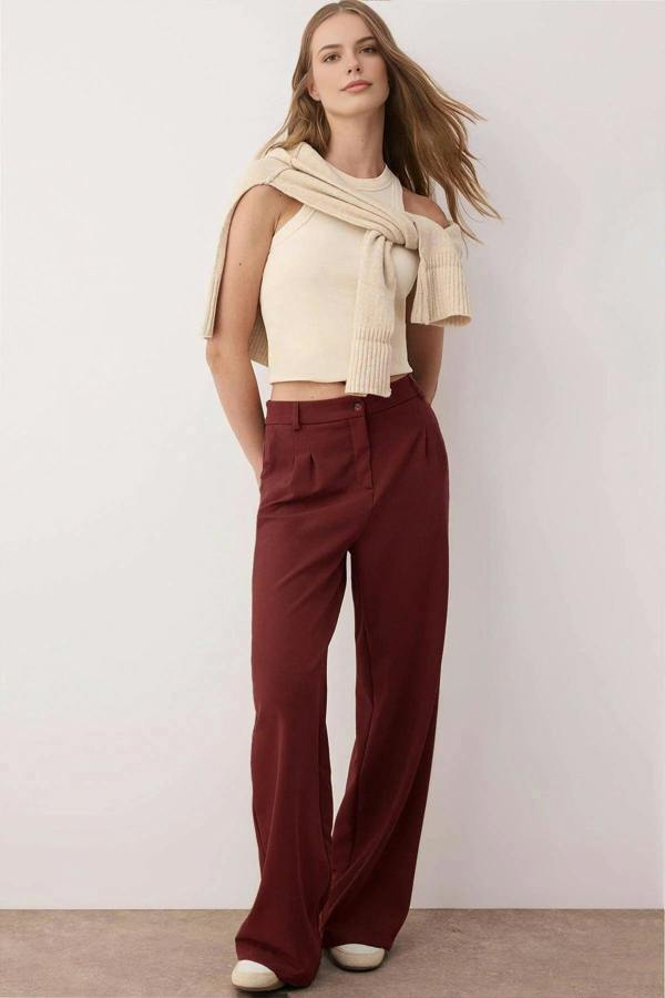 WOVCOR Pleated Wide Leg Woven Trousers