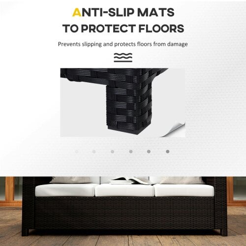 Wyld Haus Sudori Black Rattan 3 Seater Outdoor Sofa With White Cushions