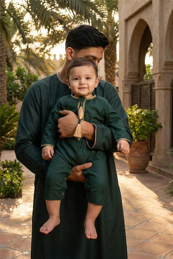 Infinity Leather Baby Boys Ramadan Moroccan Thobe Robe Emirati Eid Jubba- B-TT003