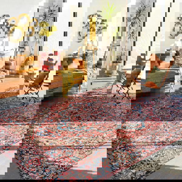 Livabliss Iris-Vintage Red Blue Beige Traditional Boho Rug