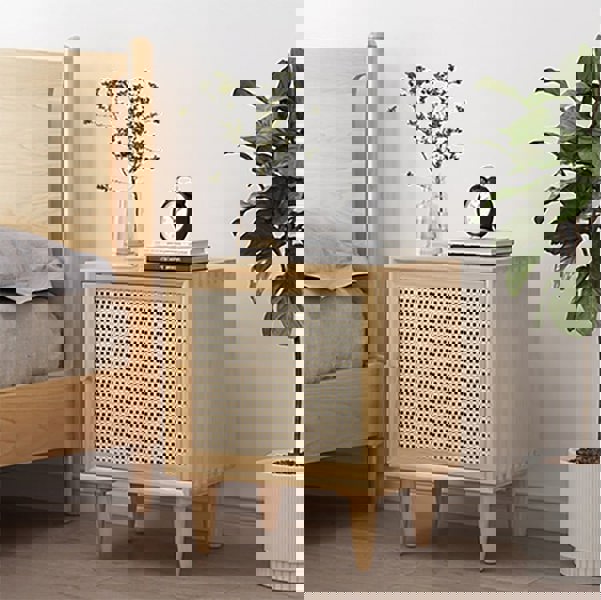 Tableau Rattan Bedside Table, Solid Wood-Weilai Concept-Oak-Weilai Concept