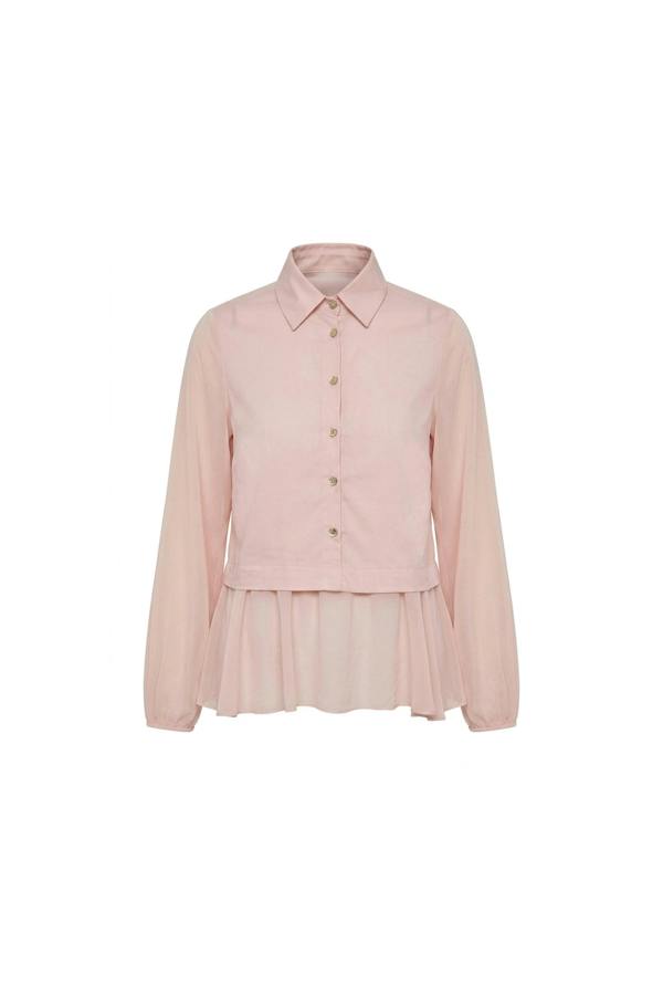 James Lakeland Pale Pink Contrast Hem Blouse
