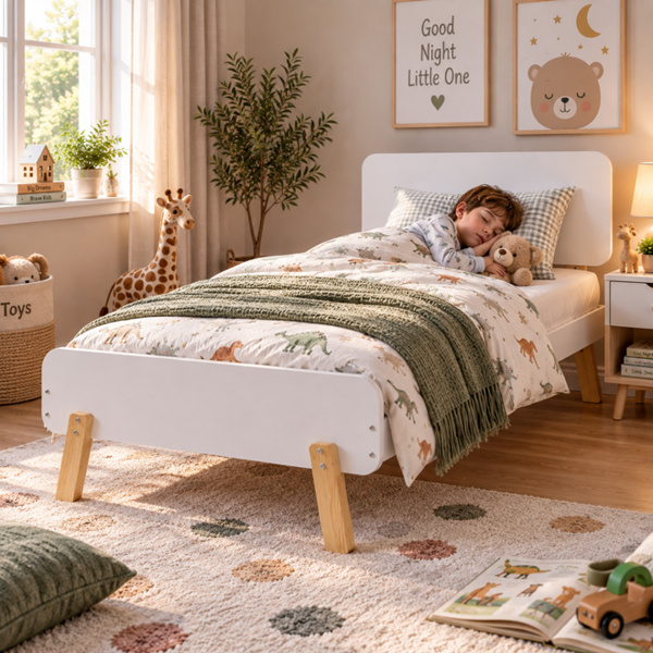 3ft Single Kids Bed - Sturdy Eco Timber Frame - 100kg Capacity
