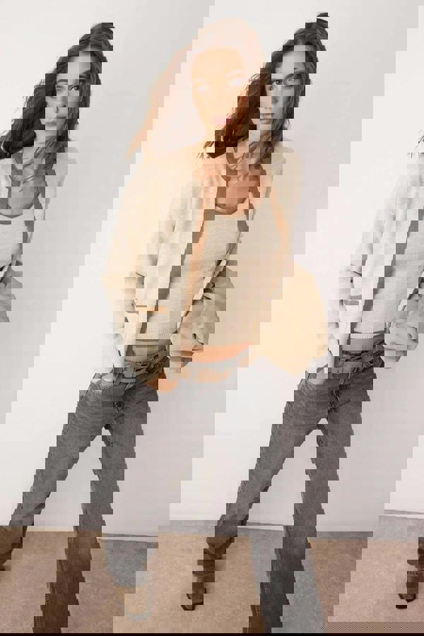 WOVCOR 2-Piece Color Block Knit Blouse-Cardigan Set