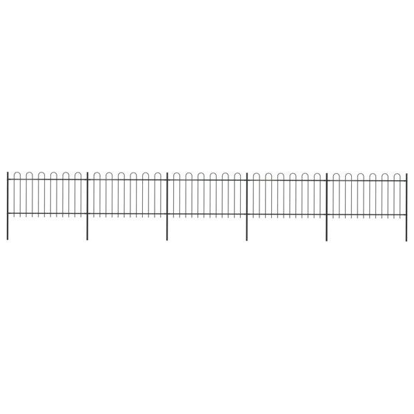 Berkfield Garden Fence with Hoop Top Steel 8.5x1 m Black