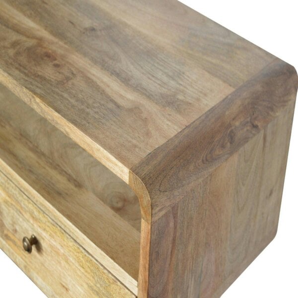 Wyld Haus Urbino Curved Mango Wood Console Table 2 Drawer and Open Shelf