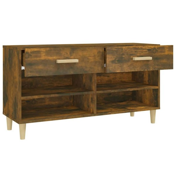Berkfield Shoe Cabinet Smoked Oak 102x35x55 cm Engineered Wood