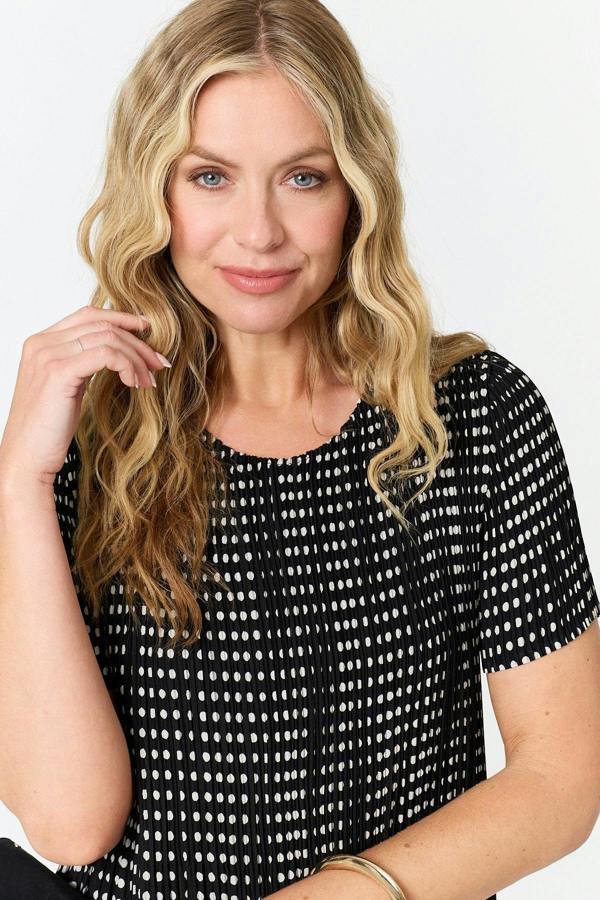 Black | Polka Dot Print Pleated Midi Dress