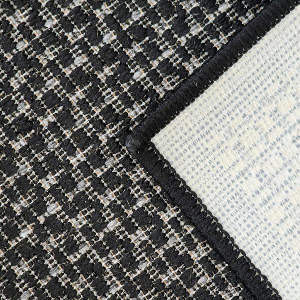 Viva Rugs Non-Slip Black Kitchen Rug Plain Solid Design Flat Weave Sisal Look Mat and Runner