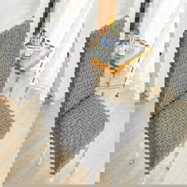 Anyseat Chair Cover Dark Grey Square Geometric Design with Elastic Material for Dining Room Kitchen Wedding Hotel Banquet Restaurant