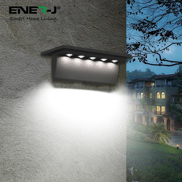 ENER-J 2 Pc Pack Solar Powered Deck / Fence Light with 5 LEDs, 2 Colour Switchable - 3000K & 6000K