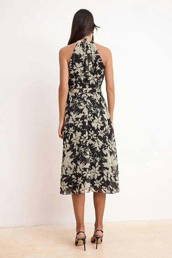 WOVCOR Floral Chiffon Flowy Woven Midi Dress