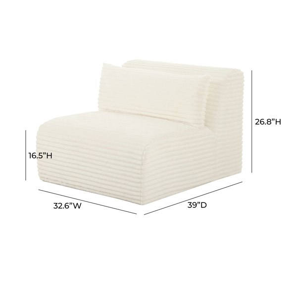 Furniture Edit Tarra Fluffy Oversized Cream Corduroy Modular Armless Chair