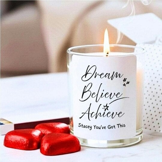 Aye Do Gifts Personalised Dream Believe Achieve Candle Gift Set | Congratulations Gift