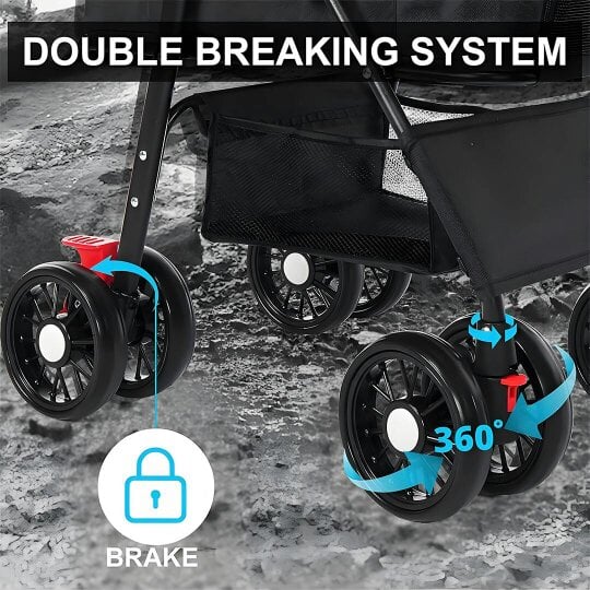 Havendro Pet Stroller Dog Cat Folding Pet Stroller Travel Cart Jogging Carrier Cover Tool