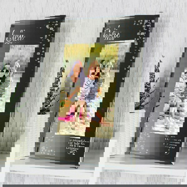 Personalised Memento Company Personalised Swirls & Hearts Diamante 6x4 Glass Photo Frame