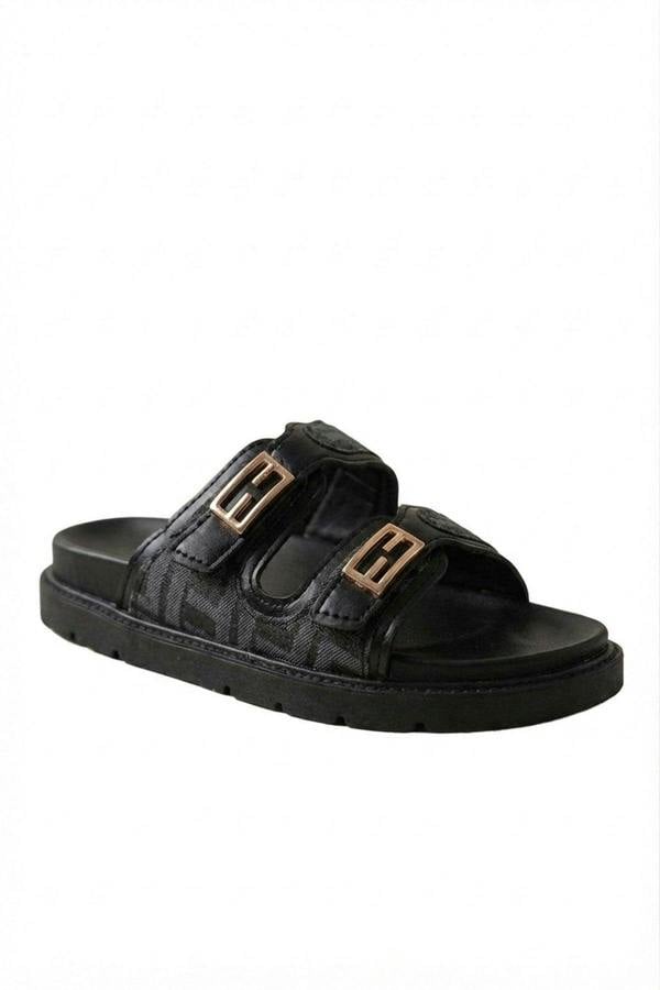 Willow Patterned Buckle Sandals - Beige_wb