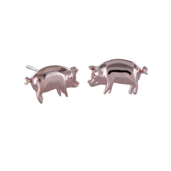 Sterling Silver Pig Stud Earrings - Reeves & Reeves