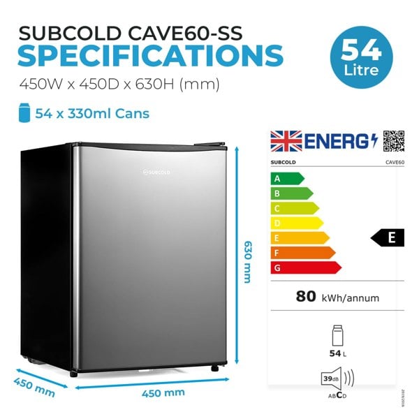 Subcold Cave60 Stainless Steel Beer Fridge (54 Litre)