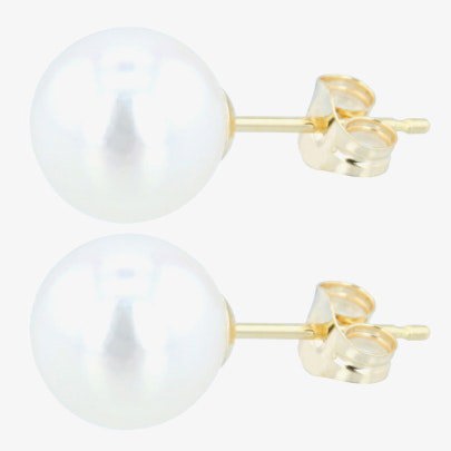 T. H. Baker 9ct 7.5 x 8mm Akoya Pearl Stud Earrings EOZ108PL