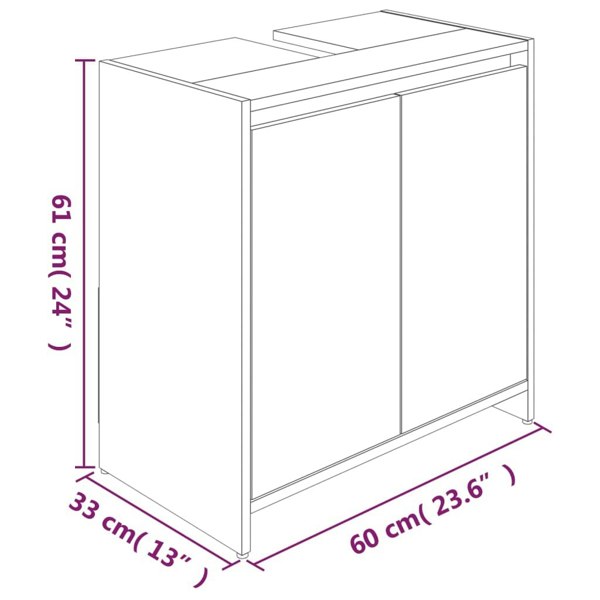 Berkfield Bathroom Cabinet Smoked Oak 60x33x61 cm Engineered Wood
