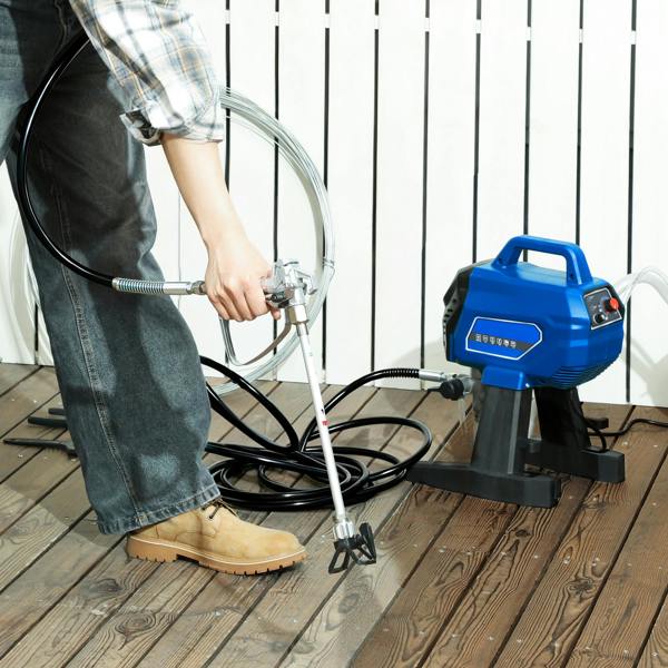 HOMCOM Airless Paint Sprayer, Wall Spray Gun for DIY Painting, 200 Bar - Dark Blue - ABS Plastic - 33L x 26W x 41H cm