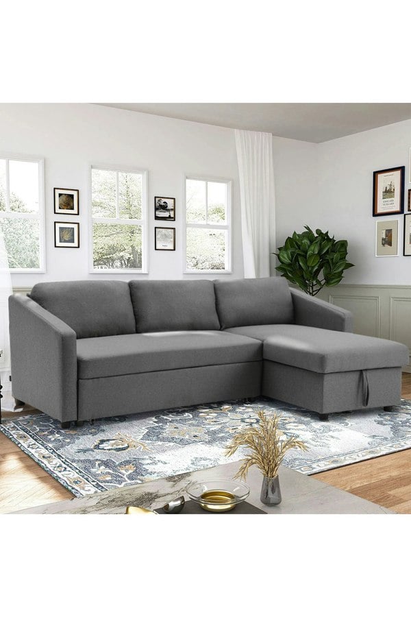 Living and Home Pull Out Corner Sofa Bed 3 Seater Sofa with Storage