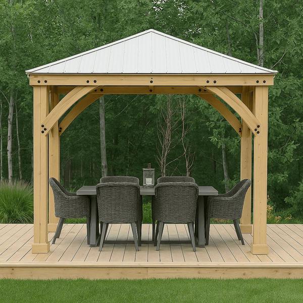 Yardistry Wooden Gazebo 10ft x 10ft (3m x 3m), Meridian Series with Green Roof Garden Design 7