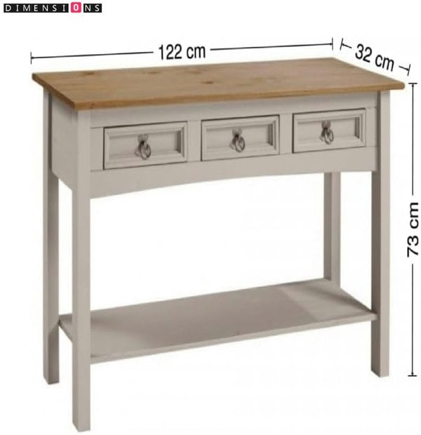 Modcraft Grey Solid Pine Sideboard – 3-Drawer Rustic Cabinet