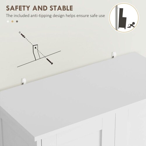 Wyld Haus Elne Vael Wooden White Freestanding Multi Storage Kitchen Cabinet
