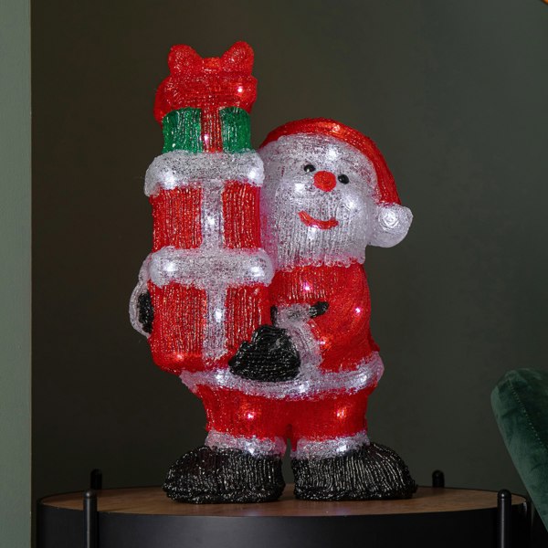Samuel Alexander 41cm Light up Acrylic Christmas Santa with 3 Gifts and 40 White LEDs