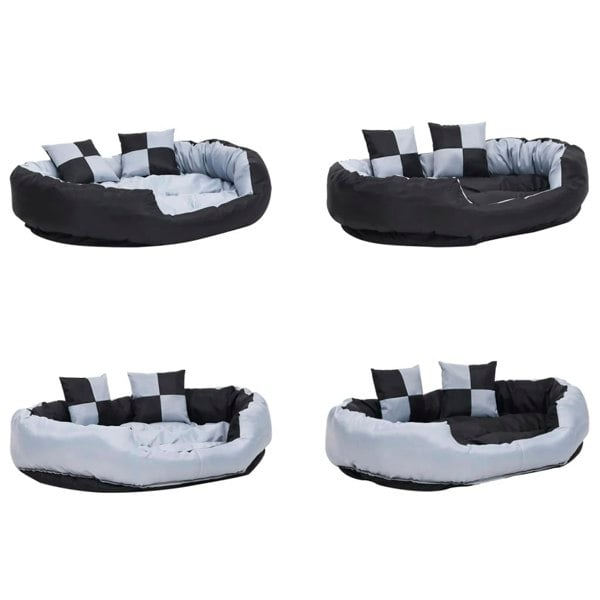 Berkfield Reversible & Washable Dog Cushion Grey and Black 110x80x23 cm