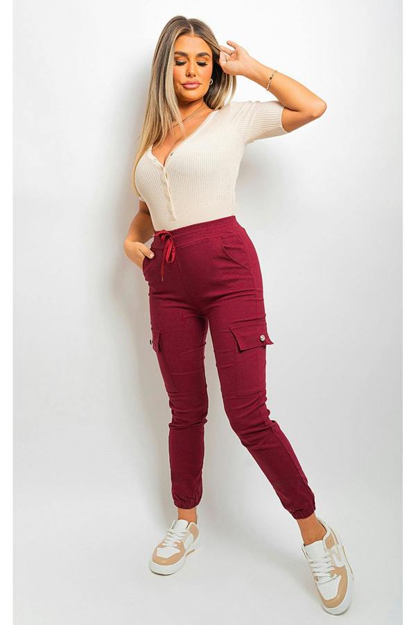 Sylvie Pocket Side Cargo Trouser - Wine