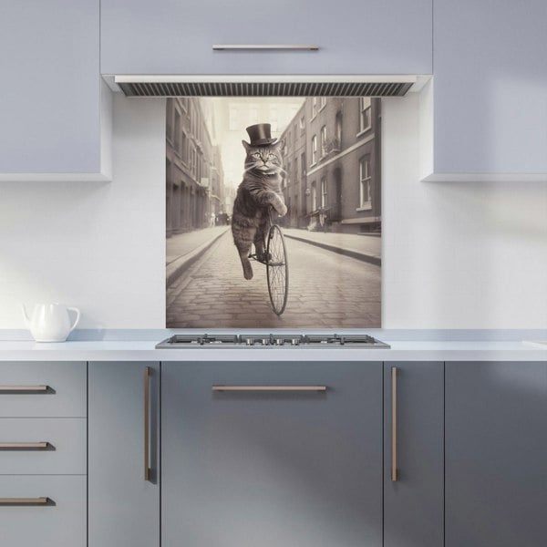 Warren Reed - Designer Victorian Cat Riding A Bike Kitchen Splashback