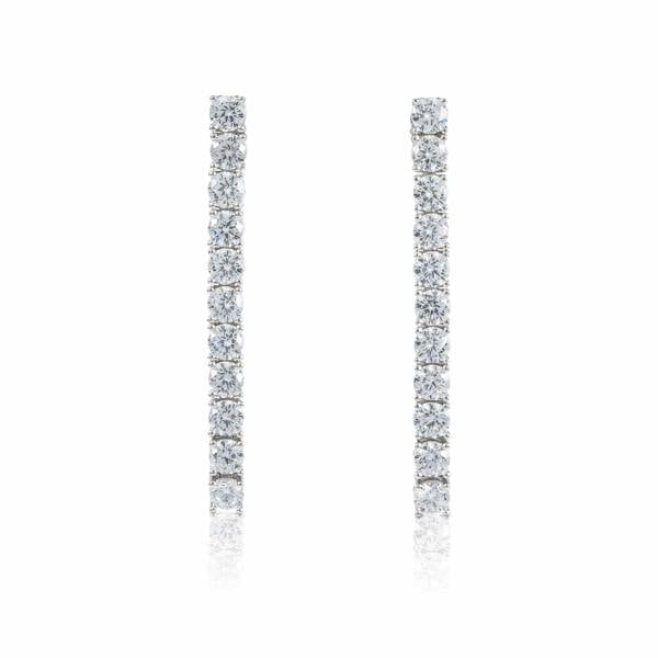 namana 925 Sterling Silver Long Drop Earrings with 4mm Cubic Zirconia Stones