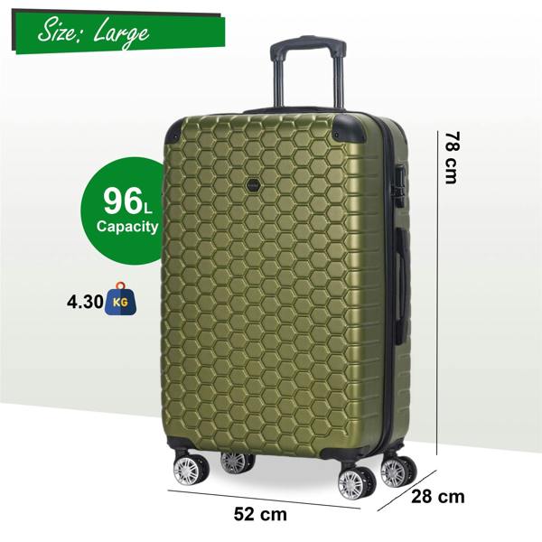 Eagle Luggage Hard Shell ABS 8 Wheel Luggage Travel Cabin Holiday Bags Suitcase Set